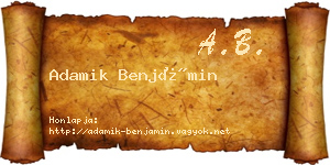 Adamik Benjámin névjegykártya