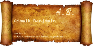 Adamik Benjámin névjegykártya