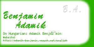 benjamin adamik business card